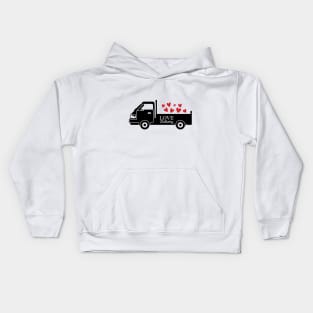 LOVE DELIVERY hearts Truck Kids Hoodie